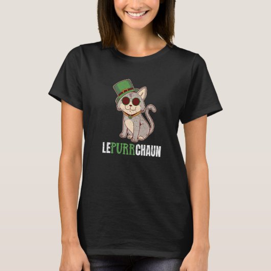 Cat Leprechaun Shamrock Lepurrchaun Lucky St Patr T-Shirt (Vorderseite)