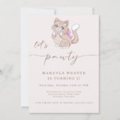 Cat let's pawty kitten bearbeitbaren niedliche Geb Einladung (Vorderseite)