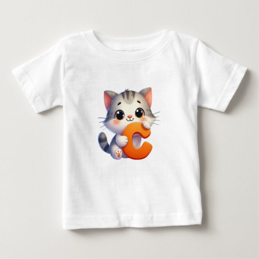 Cat Letter C Baby T - Shirt (Vorderseite)