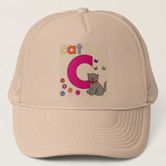 Cat Letter C Hat Truckerkappe (Vorderseite)