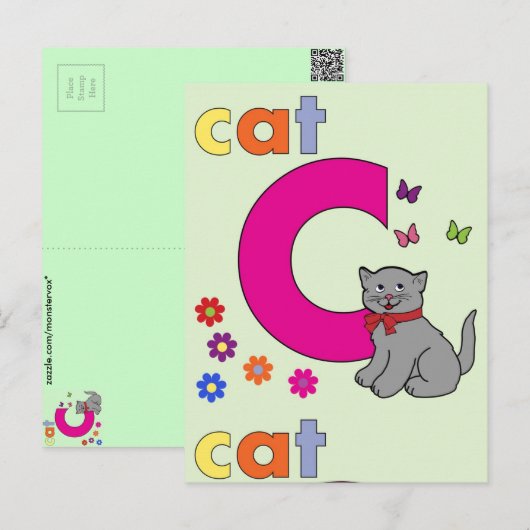 Cat Letter C Postkarte (Vorne/Hinten)