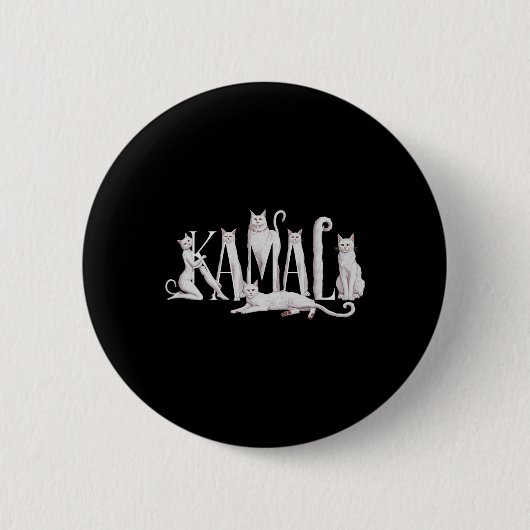 Cat Lettering Art - Kamala Harris 2024 Button (Vorderseite)