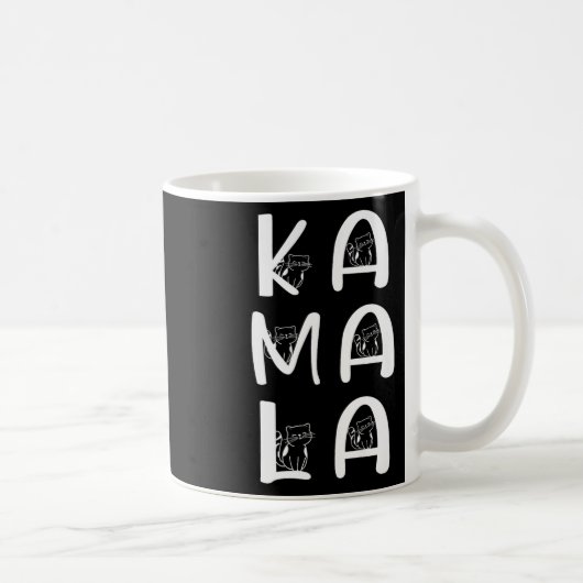 Cat Lettering Positive Kamala Harris Walz Waltz Kaffeetasse (Rechts)
