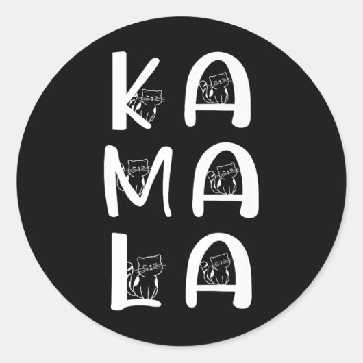 Cat Lettering Positive Kamala Harris Walz Waltz Runder Aufkleber (Vorderseite)