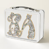 Cat Letting Liebe Monogram Alphabet Metall Brotdose (Rückseite)