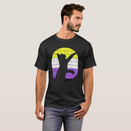Cat LGBT Nonbinary Flag Kitten Non Binary LGBTQ Ga T-Shirt (Vorne ganz)