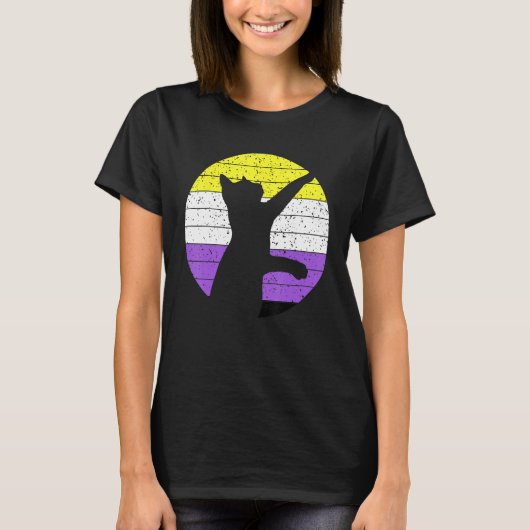 Cat LGBT Nonbinary Flag Kitten Non Binary LGBTQ Ga T-Shirt (Vorderseite)