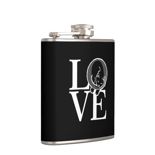 Cat-Liebe auf schwarz Flachmann (Rechts)