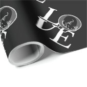 Cat-Liebe auf schwarzer Decke Geschenkpapier (Rolleneckpunkt)