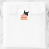 Cat Liebe Cake Quadratischer Aufkleber (Tasche)