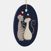 Cat Liebe Couple Blue Keramikornament (Rechts)