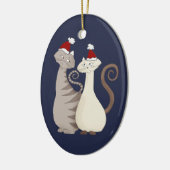 Cat Liebe Couple Blue Keramikornament (Links)