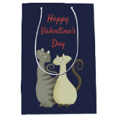 Cat Liebe Couple Navy und Red Happy Valentine's Da Mittlere Geschenktüte (Vorderseite)