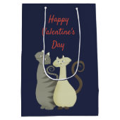 Cat Liebe Couple Navy und Red Happy Valentine's Da Mittlere Geschenktüte (Rückseite)