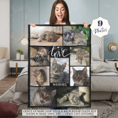 Cat LIEBE Foto Collage Whiskers Name Fleecedecke