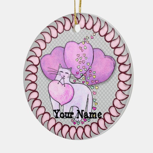 Cat Liebe Herz Keramik Ornament (Links)