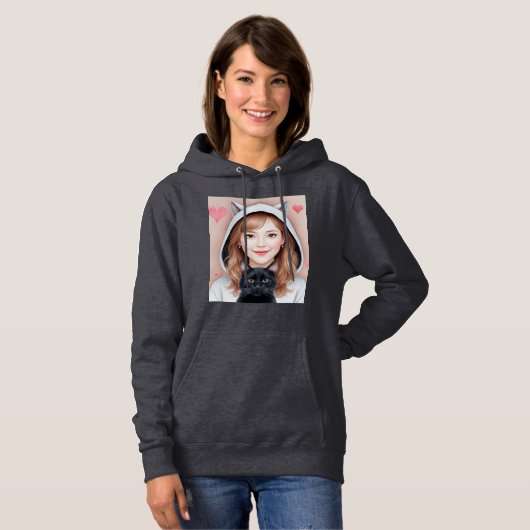 Cat-Liebe Hoodie (Vorne ganz)