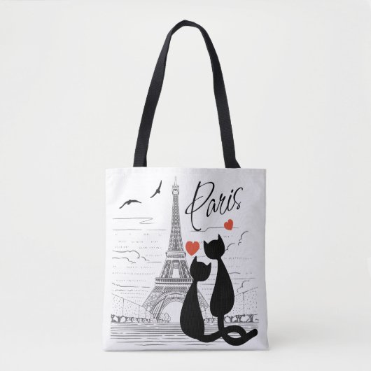 Cat Liebe in Paris Tasche (Vorderseite)