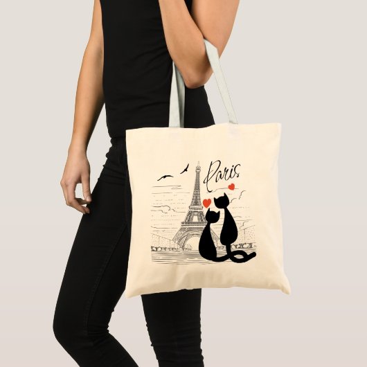 Cat Liebe in Paris Tragetasche (Vorderseite (Produkt))