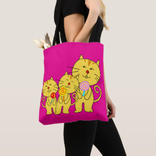 Cat Liebe Lollipop Tote Tasche Pink Aquamarin