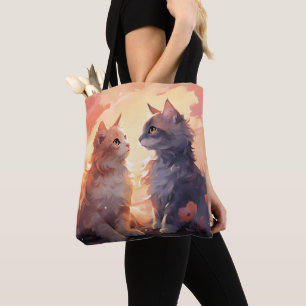 Cat Liebe Romance Watercolor Whispools Tasche