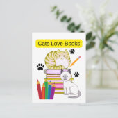 Cat Lieben Bücher Feiertagspostkarte (Stehend Vorderseite)