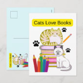 Cat Lieben Bücher Feiertagspostkarte (Vorne/Hinten)