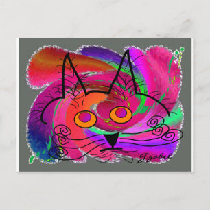 Cat Liebhaber abstrakter Kunstgeschenke Postkarte