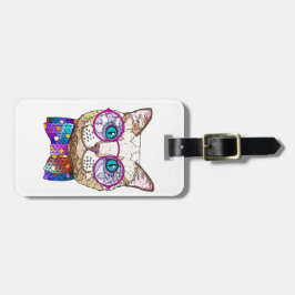 Cat-Liebhaber HIPSTER CAT, personalisiert Gepäckanhänger