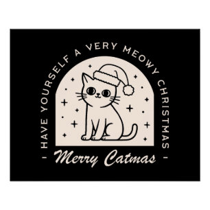Cat Liebhaber lustige Weihnachtswünsche schwarz Poster
