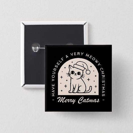 Cat Liebhaber lustiger Weihnachtswünsche Button (Vorne & Hinten)