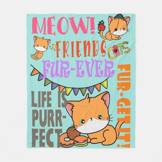 Cat Life Cat Thema Feline Kitty Fleece Blanket (Vorderseite)