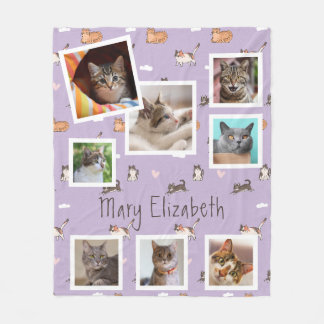 Cat Lilac Foto Collage Modern Lila Fleecedecke