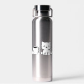 Cat Line Art – Minimal Black Outline Illustration Trinkflasche (Rückseite)