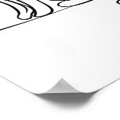 Cat Line Art Schwarz-Weiß Poster (Ecke)