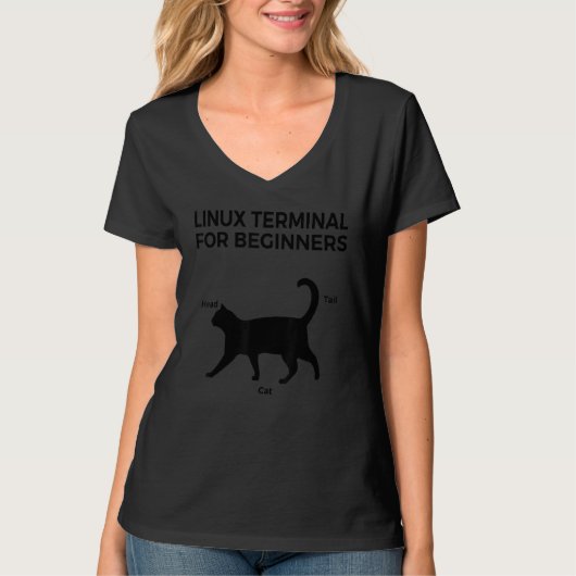 Cat Linux Terminal für Anfänger T-Shirt (Vorderseite)