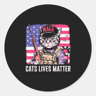 Cat Lives Runder Aufkleber