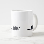 Cat Loaf Position Silhouette Minimalist Mug Jumbo-Tasse (Vorderseite Rechts)