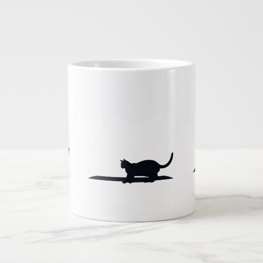 Cat Loaf Position Silhouette Minimalist Mug Jumbo-Tasse (Vorderseite)