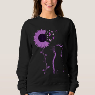 Cat Look Purple Sunflower Butterfly Overdose Aware Sweatshirt