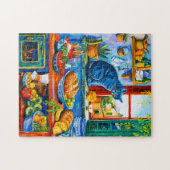 Cat Looking Out Kitchenfenster Puzzle (Horizontal)