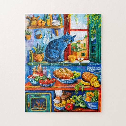 Cat Looking Out Kitchenfenster Puzzle (Vertikal)