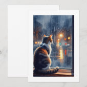 Cat Looks the Rain Einladung (Vorne/Hinten)