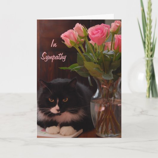 Cat Loss Beileid mit rosa Rosen Karte (Vorderseite)