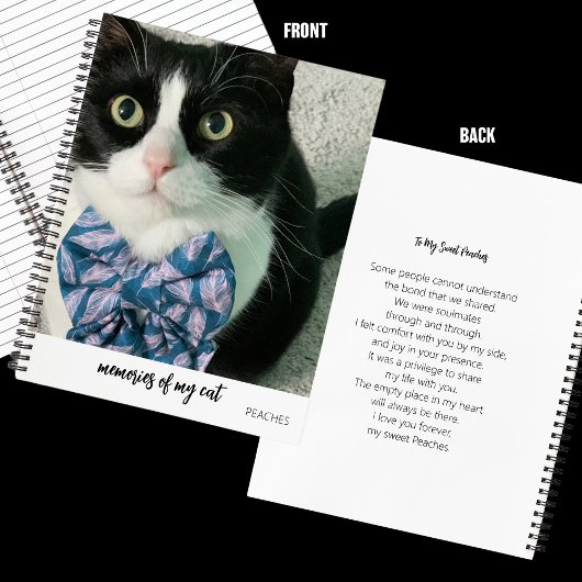 Cat Loss Memorial Memory Photo Poem Journal Notizblock