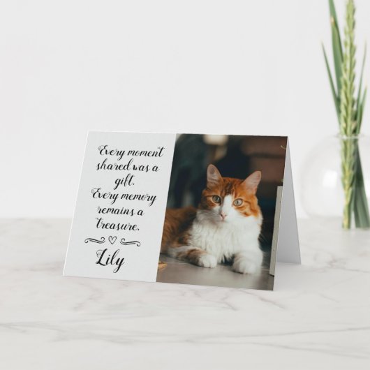 Cat Loss Sympathy Card Personalized Photo Pet Name Karte (Vorderseite)