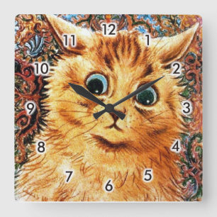 Cat, Louis Wain Quadratische Wanduhr