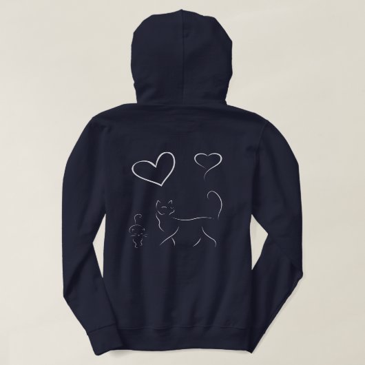 Cat Love Line Art Hoodie (Design Rückseite)