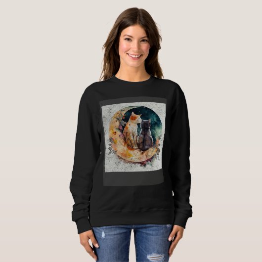 Cat Love Moon Sweatshirt (Vorne ganz)
