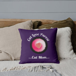 Cat Love reinst personalisierte lustige Zitat Purp Kissen